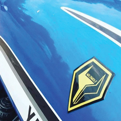 3D dome sticker with raised, clear layer.