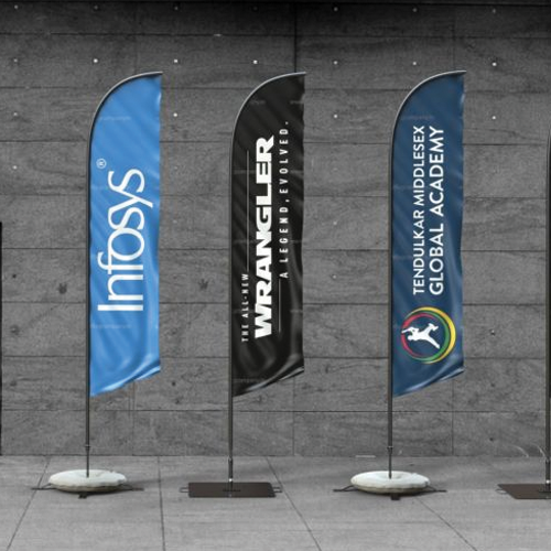 Customized flag displaying brand logo and impactful message.