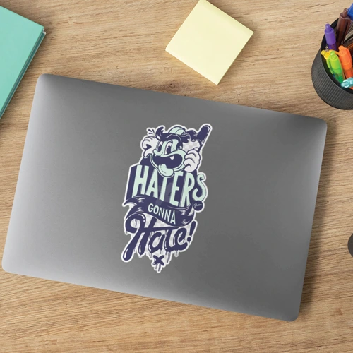 Stickers and labels displayed in various shapes and sizes.