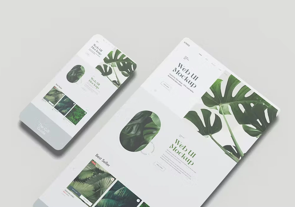 Website design process with wireframes and mockups.